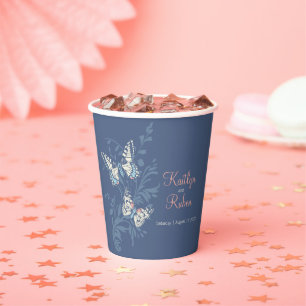 Schmetterlinge floralwirbeln dunkelblaue Koralle Pappbecher