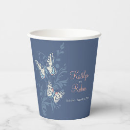 Schmetterlinge floralwirbeln dunkelblaue Koralle Pappbecher