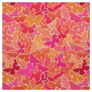 Schmetterlinge, Fuchsia Pink & Coral Orange Stoff