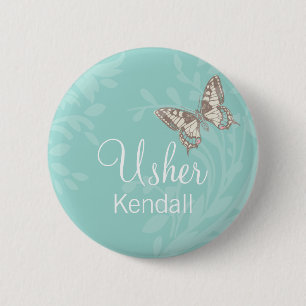 Schmetterlinge führen aquamarines button