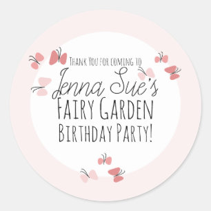Schmetterlinge Garten Geburtstag Rosa    Runder Aufkleber