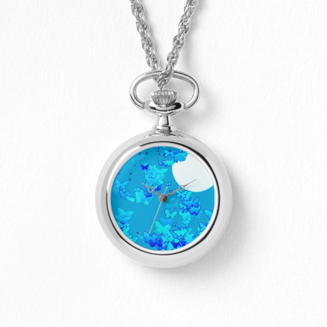 Schmetterlinge gegen blauen Nachthimmel, Mondlands Armbanduhr (Vorderseite)