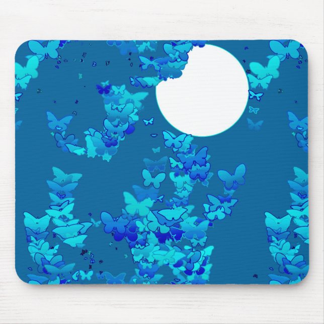 Schmetterlinge gegen blauen Nachthimmel, Mondlands Mousepad (Vorne)