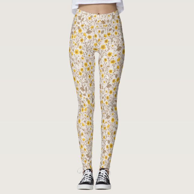 Schmetterlinge, gelb und braun leggings (Vorderseite)