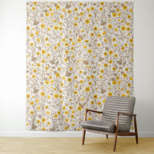 Schmetterlinge, gelb und braun wandteppich