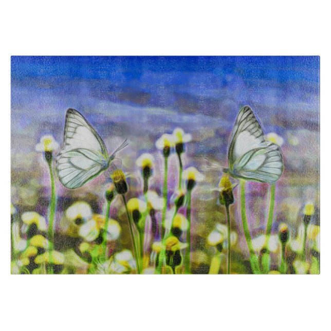 Schmetterlinge Gelbe Frühlingssonne Blume Schöne T Schneidebrett (Vorderseite)