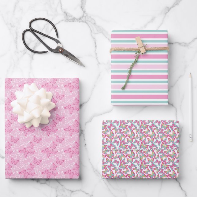Schmetterlinge Geschenkpapier Set (Vorderseite)