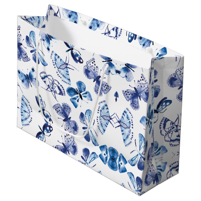 Schmetterlinge große Geschenktasche Geschenktüte (Vorderseite Schrägansicht)