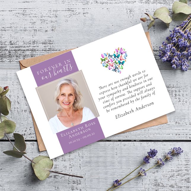 Schmetterlinge Herz für immer in unserem Herzen Be Dankeskarte (Von Creator hochgeladen)