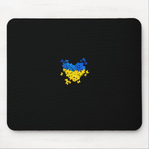 Schmetterlinge Herz Ukraine-Flagge Ukrainisch Ukra Mousepad
