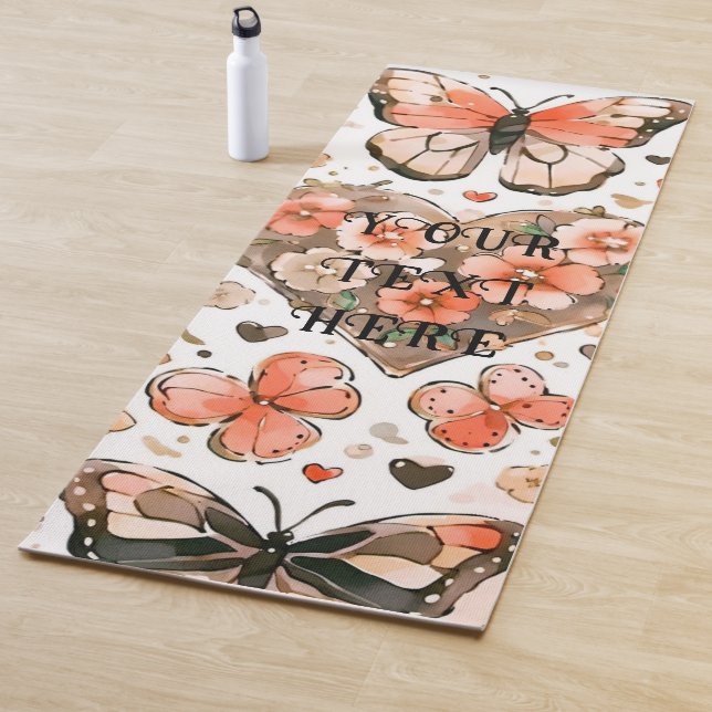 Schmetterlinge, Herz und Blume nach Maß Yogamatte (Beispiel)