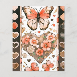 Schmetterlinge, Herzen und Blume - Scrapbooking Pa