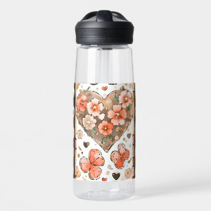 Schmetterlinge, Herzen und Blume Trinkflasche