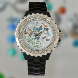 Schmetterlinge Illustration auf einer Uhr