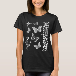 Schmetterlinge im Garten elegant schwarz T-Shirt