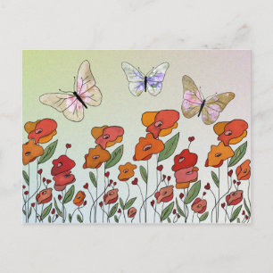 Schmetterlinge im Mohnfeld Postkarte