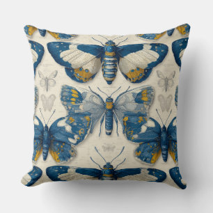 Schmetterlinge in botanischer Illustration Kissen