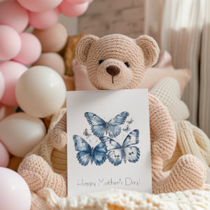 Schmetterlinge in Delfter Blau, anpassbar Postkarte