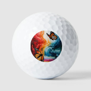 Schmetterlinge in einem bunten Sturm. Golfball