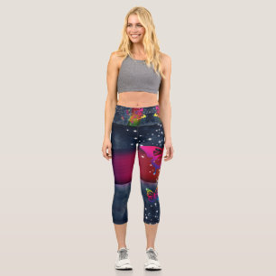 Schmetterlinge in Regenbogen Capri Leggings
