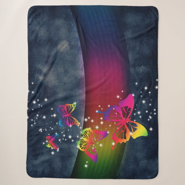 Schmetterlinge in Regenbogen Sherpadecke (Vorderseite)