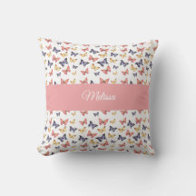 Schmetterlinge in Rosa und Lila mit Monogramm Name