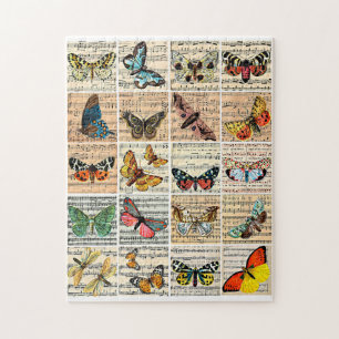 Schmetterlinge Insekten Notenblatt Vintage Ephemer