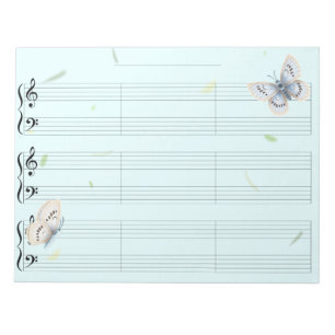 Schmetterlinge Klaviermusik Manu Papier Breitlinie Notizblock