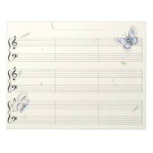 Schmetterlinge Klaviermusik Manu Papier Breitlinie Notizblock
