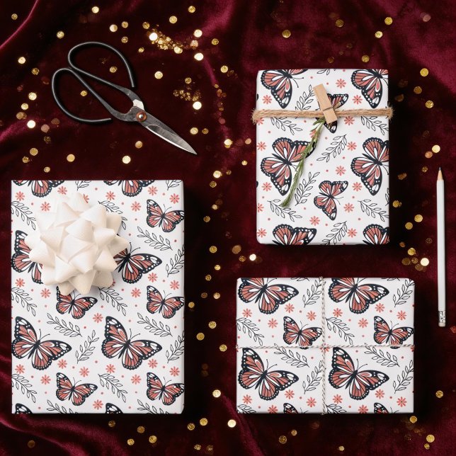Schmetterlinge Korallenrosa Geschenkpapier Set (Von Creator hochgeladen)