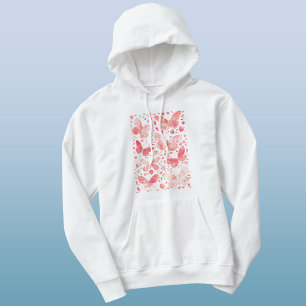 Schmetterlinge Korallenrosa Hoodie