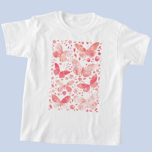 Schmetterlinge Korallenrosa T-Shirt