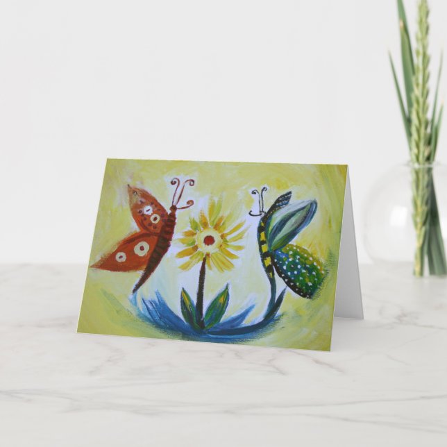 Schmetterlinge Kunst Zeichnend Grußkarte Karte (Vorderseite)