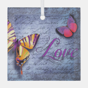 Schmetterlinge Liebe blau Ornament Aus Glas