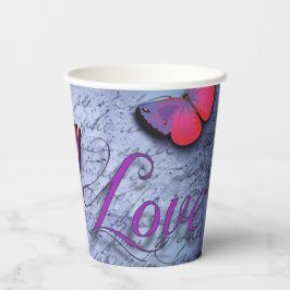 Schmetterlinge Liebe blau Pappbecher