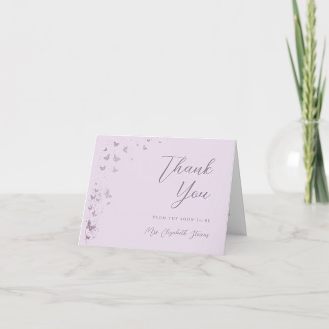 Schmetterlinge Lilac Silver Brautparty geklappt Dankeskarte (Vorderseite)