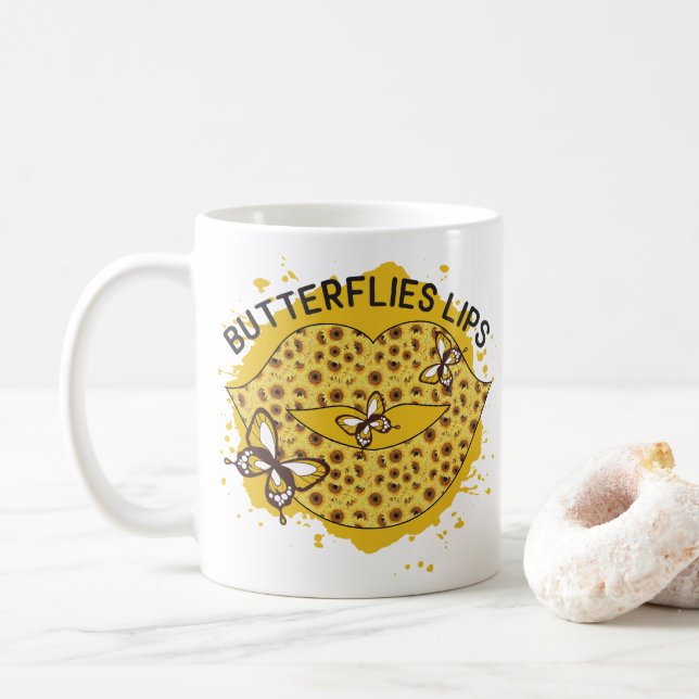 Schmetterlinge Lippen Kaffeetasse (Mit Donut)