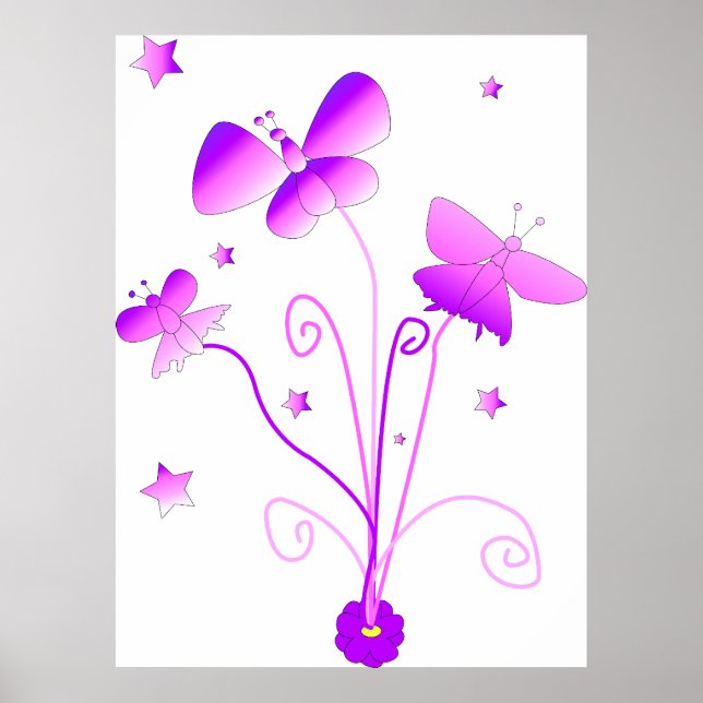 Schmetterlinge mit Blume Poster (Vorne)