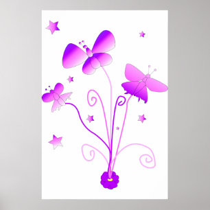 Schmetterlinge mit Blume Poster