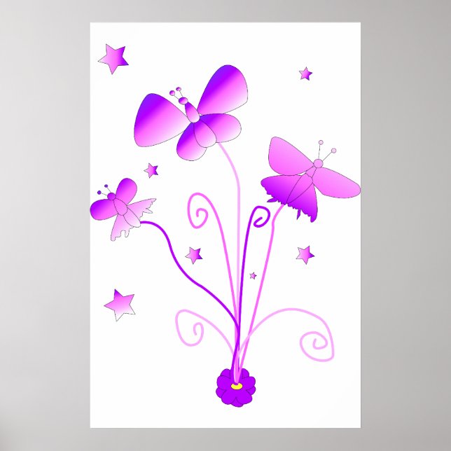 Schmetterlinge mit Blume Poster (Vorne)