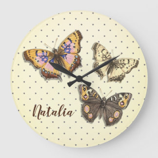 Schmetterlinge mit Polka-Punkten mit Namen Große Wanduhr