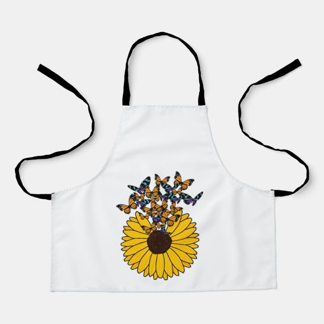 Schmetterlinge mit Sonnenblumen Schürze (Vorderseite)