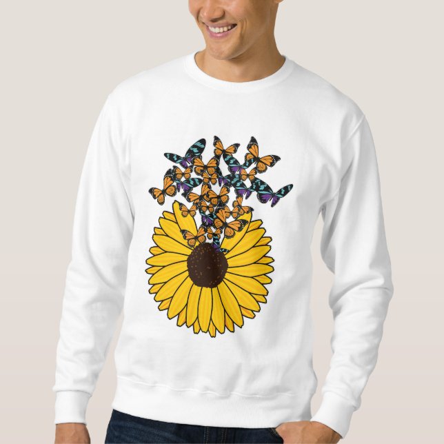 Schmetterlinge mit Sonnenblumen Sweatshirt (Vorderseite)