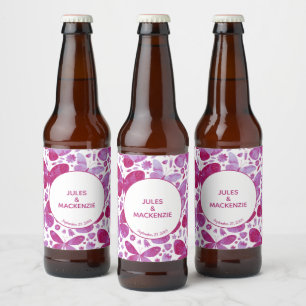 Schmetterlinge Moderne Boho Wasserfarbe Magenta Ro Bierflaschenetikett