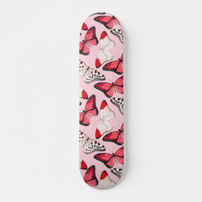 Schmetterlinge Moderne Natur Girly Pink Skateboard (Vorne)