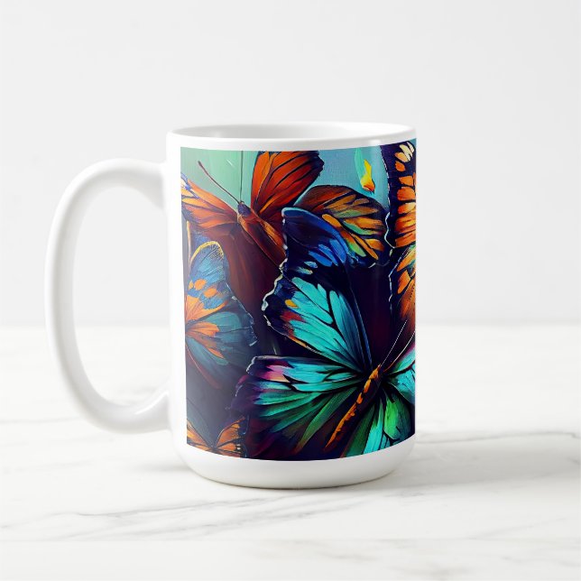 Schmetterlinge Ölgemäldedesign12 Kaffeemaschine Ta Kaffeetasse (Links)