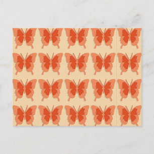 Schmetterlinge, orange auf pastellorangefarbenem H Postkarte