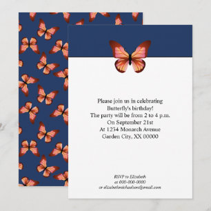 Schmetterlinge Orange Pink Black Pattern Party Einladung