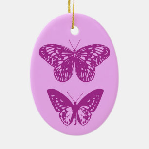 Schmetterlinge Orchidee und Amethyst Purpur Keramik Ornament