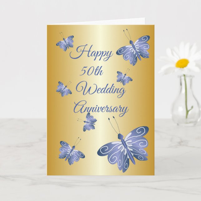 Schmetterlinge Personalisiert 50. Hochzeitstag Karte (Kleine Pflanze)